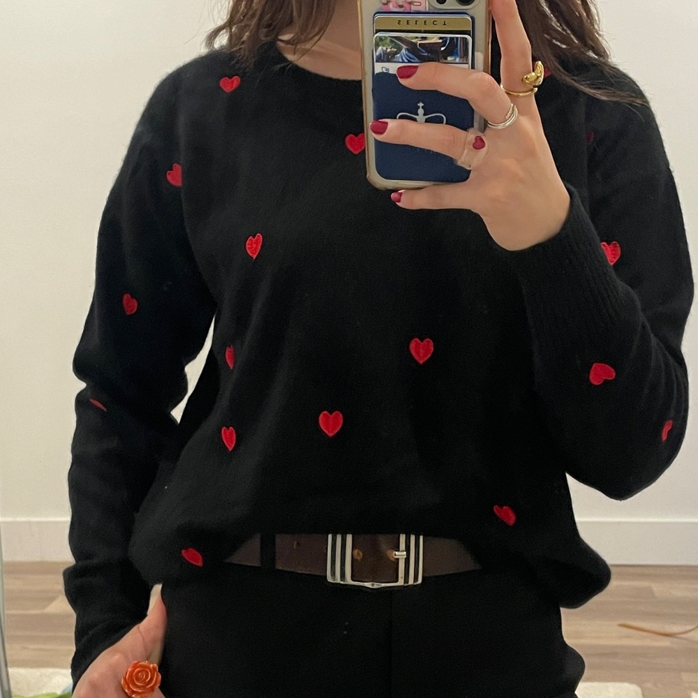 S QI Cashmere Heart Sweater